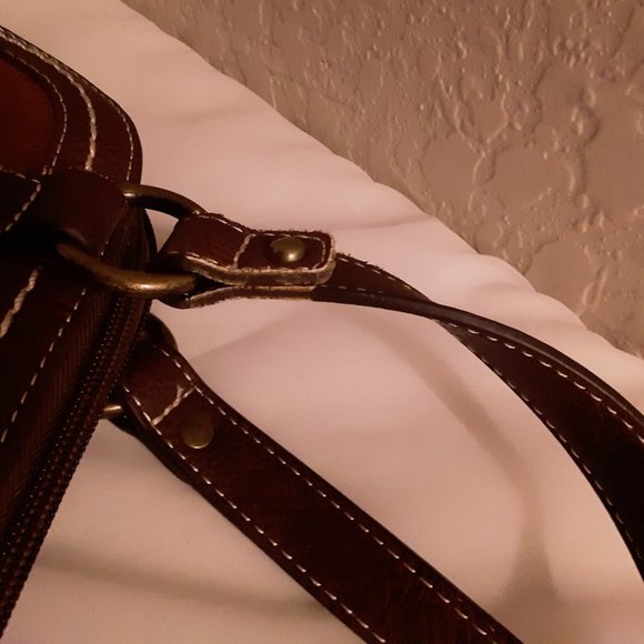 Born Concept Faux Leather Double Zip Woven Satchel Hand Bag - Picture 12 of 12